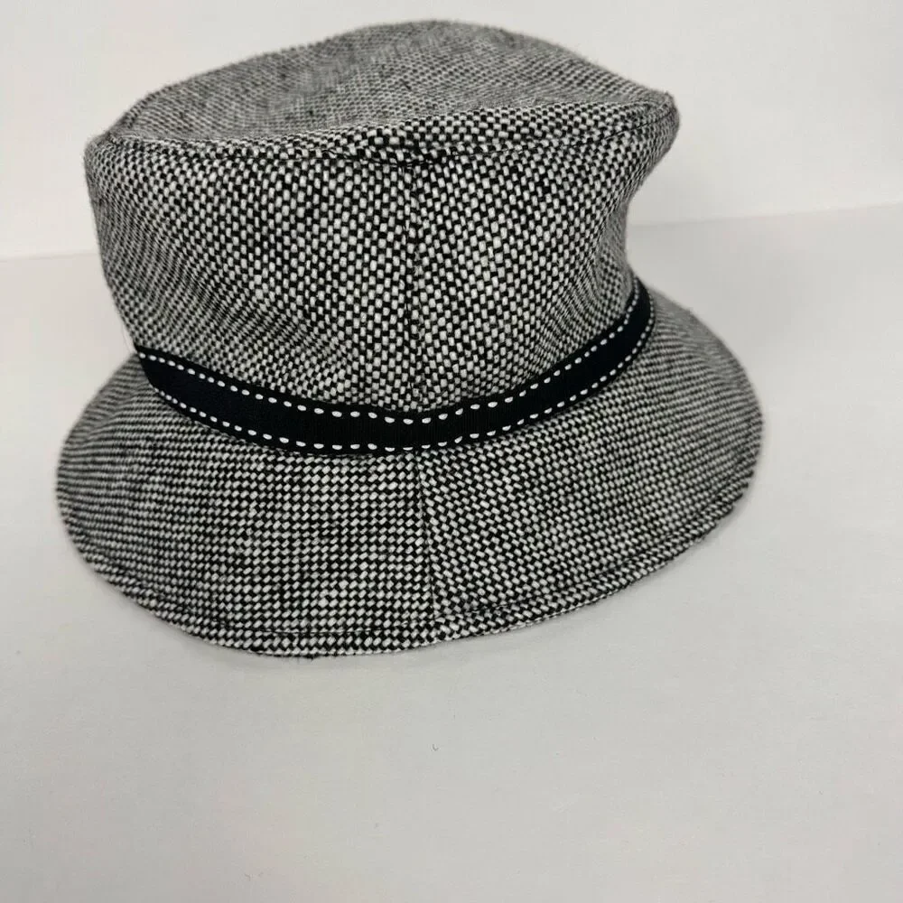 Nine West Nine & Co Women's Bucket Hat Black & White Tweed with Grosgrain Ribbon